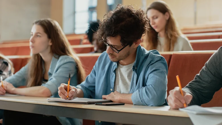 Students in an exam